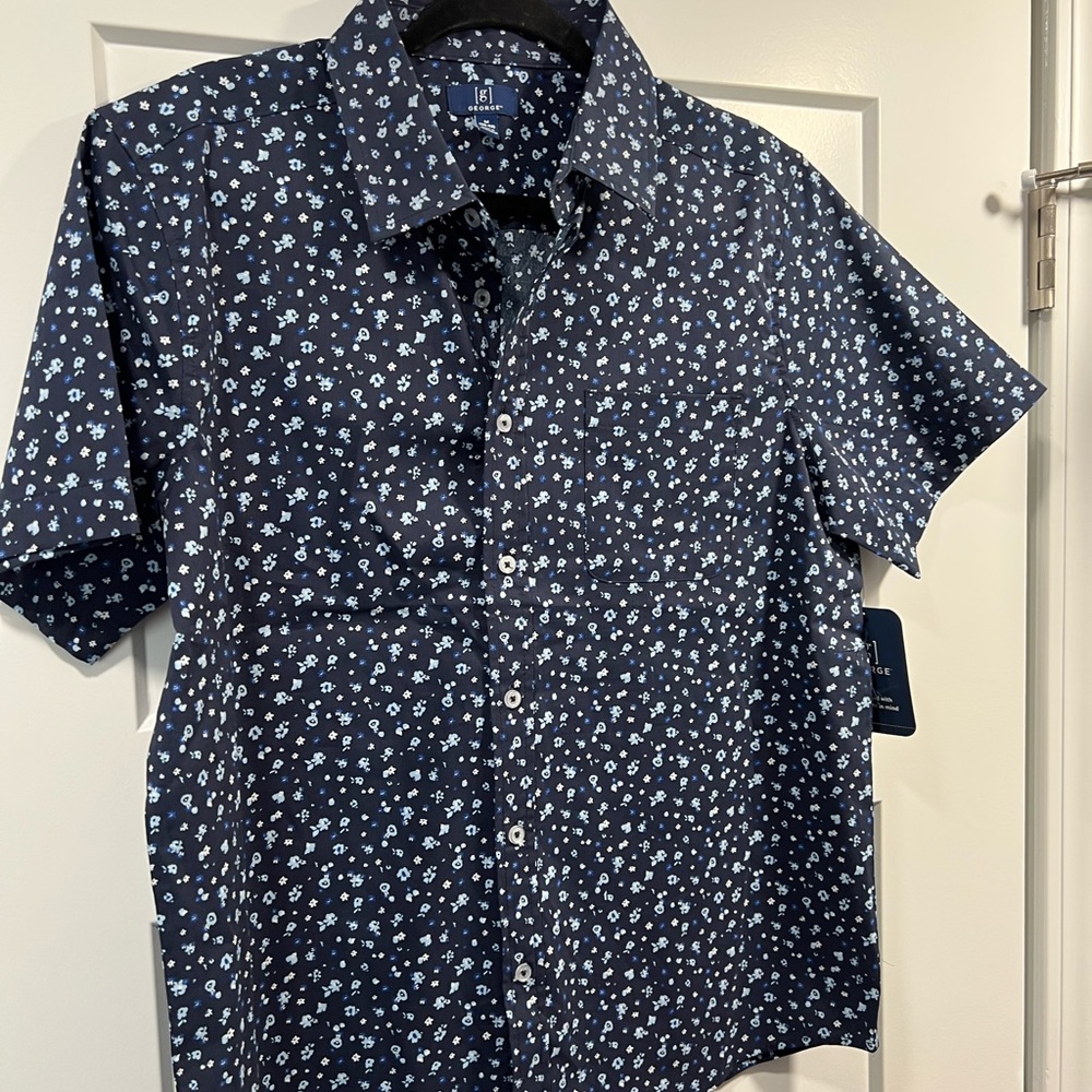 George Dark Blue Floral Men's Shirt